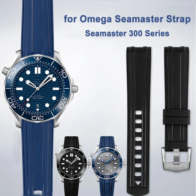 Strap for Omega Seamaster 300 PLANET OCEAN Curved End Rubber Silicone Watch Band Men Waterproof Diving Wrist Bracelet 20mm 22mm