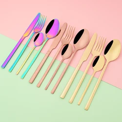 4pcs Gold Western Dinnerware Set Stainless Steel Cutlery Fork Knife Coffee Spoon Tableware Set Kitchen Flatware Black Silverware