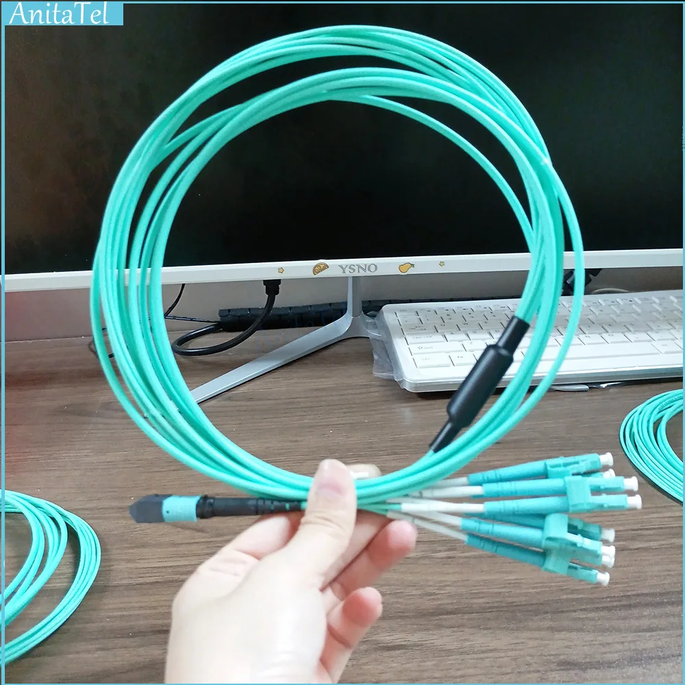 8/12/24 Cores MPO-LC Patch Cord Type A OM3-300 Female MTP-4DLC 6DLC Fiber Breakout 8C 12C 24C OM3 Ftth Jumper