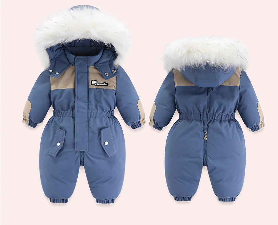 30 Grad Winter Baby Kleidung Overalls Outwear Anzüge Für Kleinkinder Baby Ski Anzug Dicken Baby Overall Wasserdicht Mit Kapuze Für mädchen – Detail 23