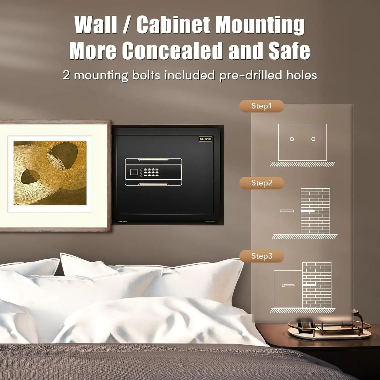 1.2 Cubic Feet Fireproof Waterproof Safe with Digital Keypad, Dual Keys for Home Office Security