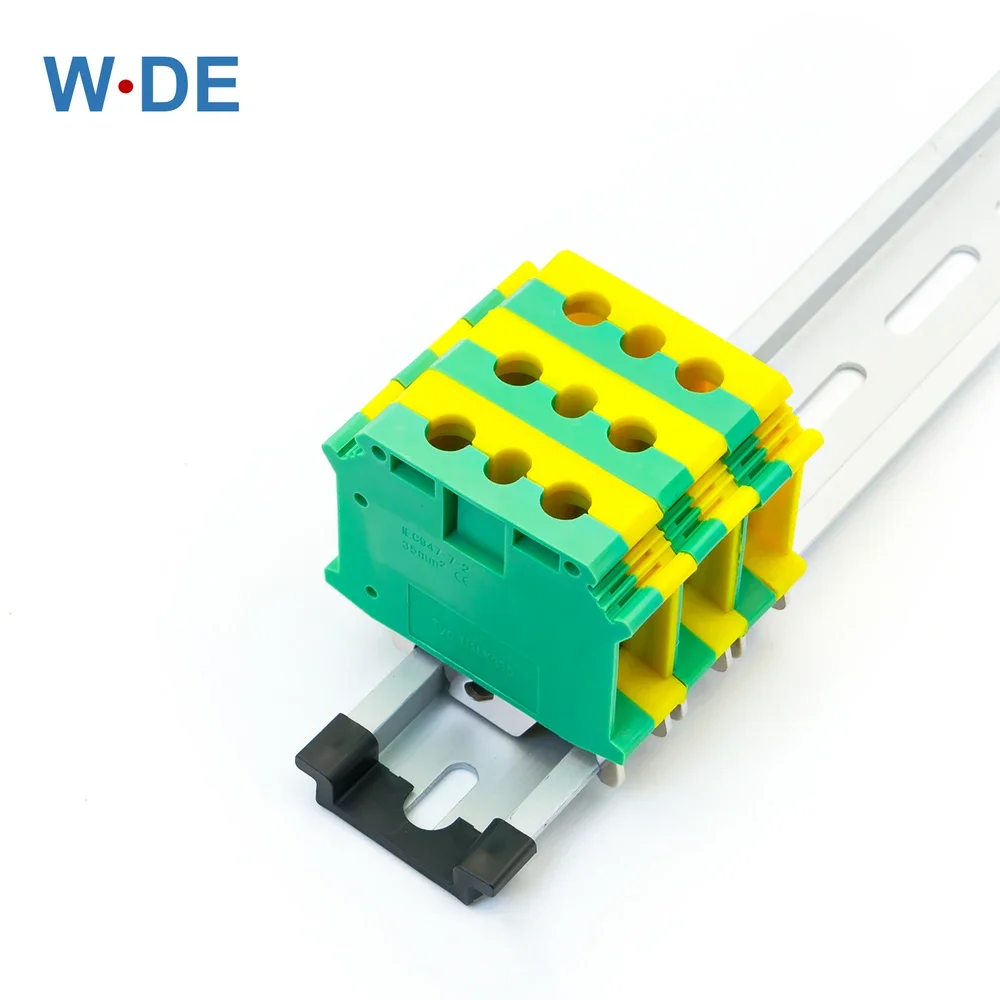 1 Piece PE Din Rail Terminal Blocks Ground UISLKG-35 Earth Universal Class Connector Screw Terminal Block UISLKG35