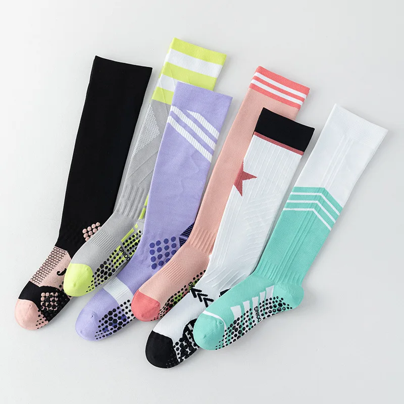 Professional Indoor Dance Sports Socks Silicone Non-slip Women Fitness Pilates Yoga Socks Cotton Breathable Knee Socks Stockings