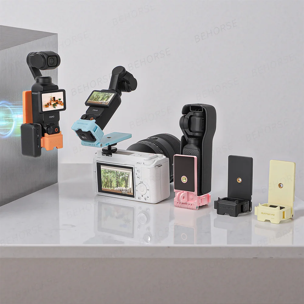 Osmo Pocket 3用 猫耳型マグネット式マウント デスクトップスタンド コールドシュー拡張アダプターブラケット付き DJI Osmo Pocket 3アクセサリー