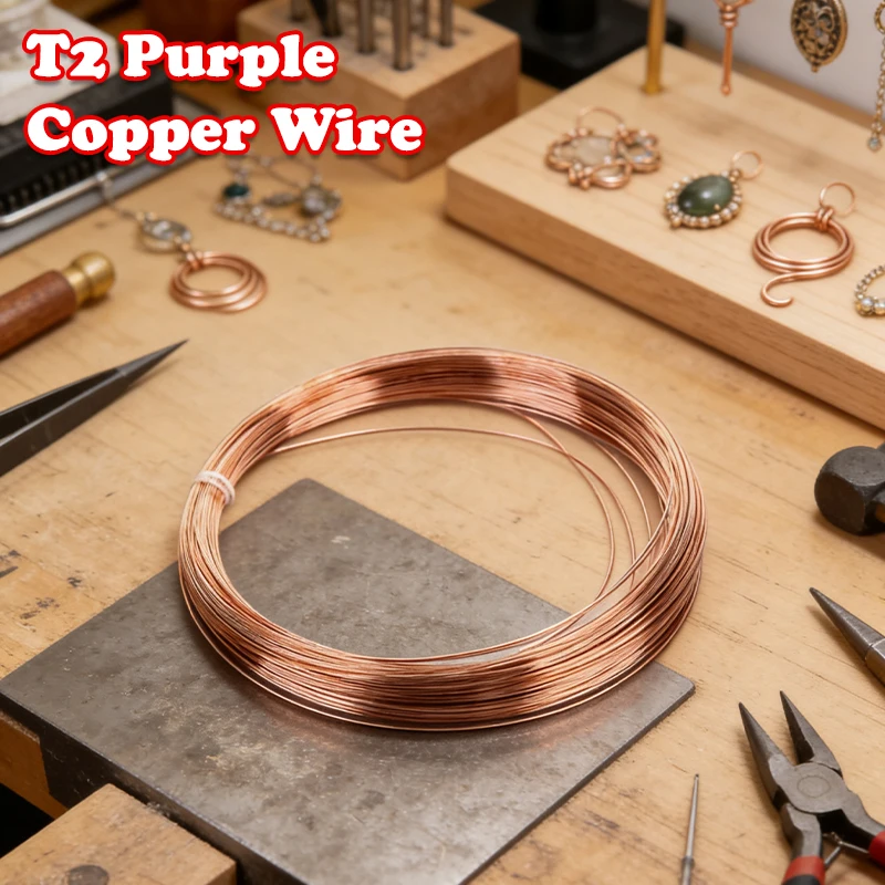 T2 Pure Copper Wire 10m High Conductivity Bare Copper Coil Multipurpose Winding Wire for Electronics DIY Craft Soldering 0.3-1.2