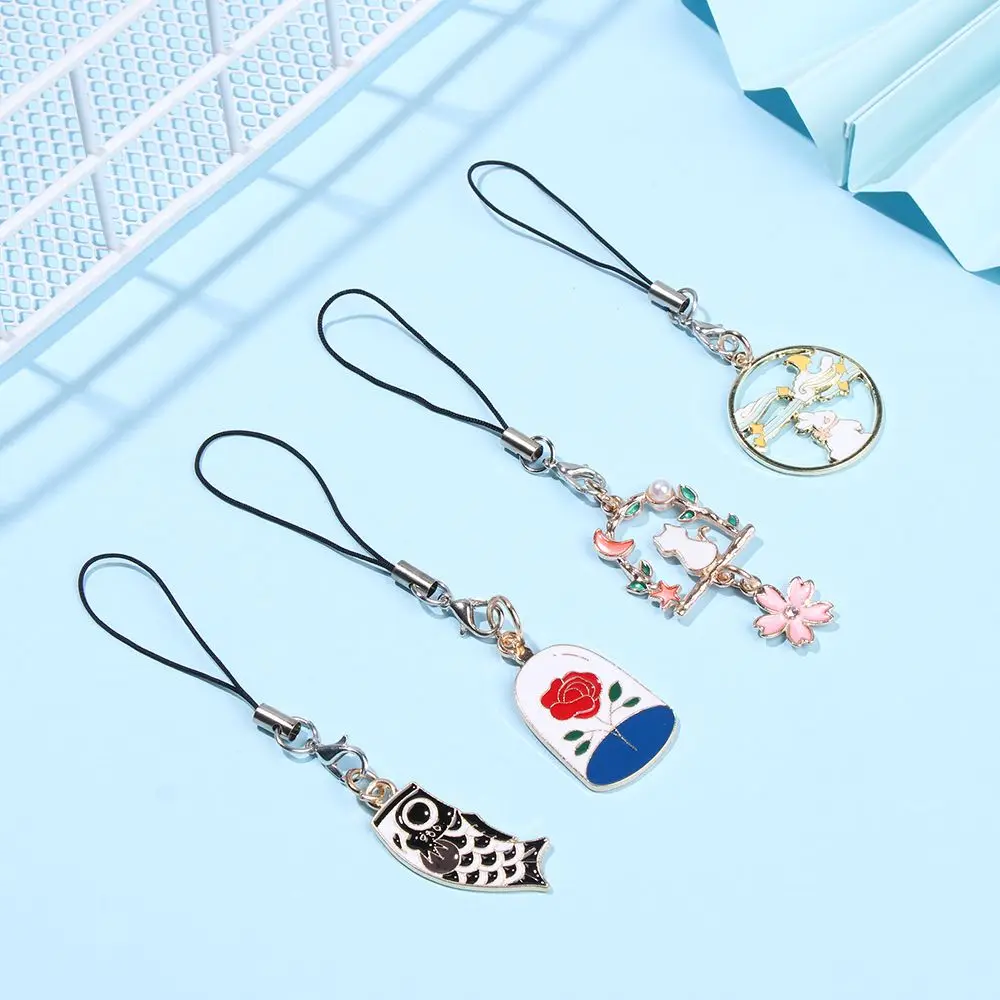 Mini Cute Flower Basket Cat Phone Case Chain Bag Pendant  Accessories Phone Key Chain Strap Lanyard Hang Charm Rope Decor