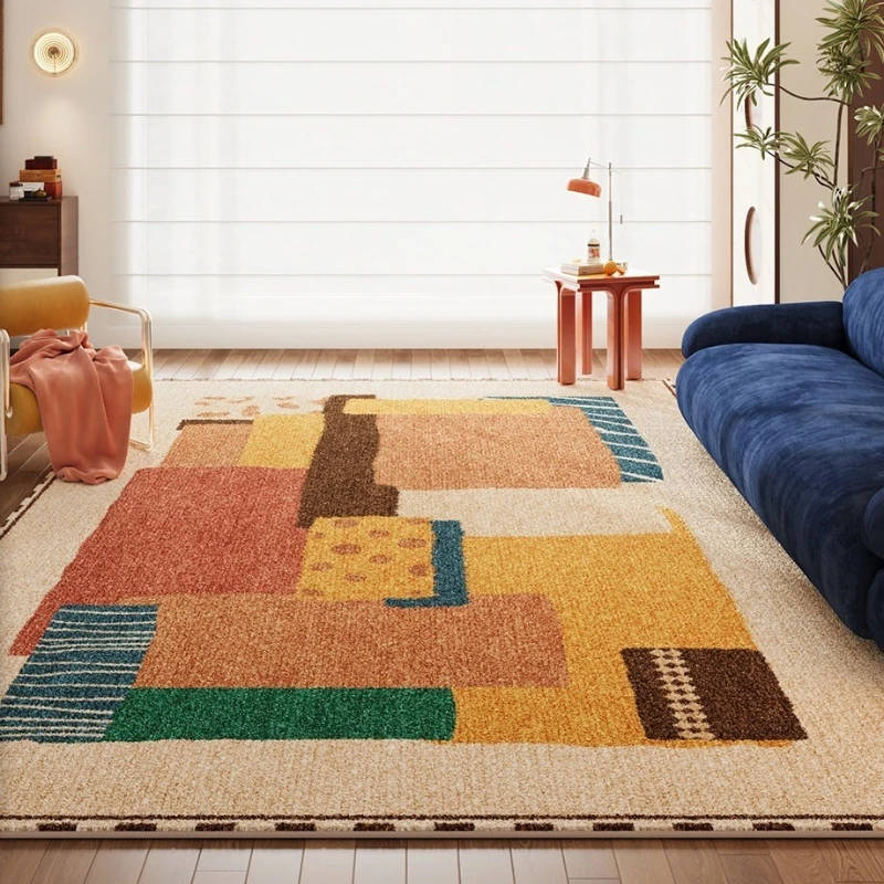 Dopamine Color Clash Living Room Carpet Large Area Sofa Rugoldable Machine Washable Bedroom Bedside Non-slip Soft Floor Mat 러그