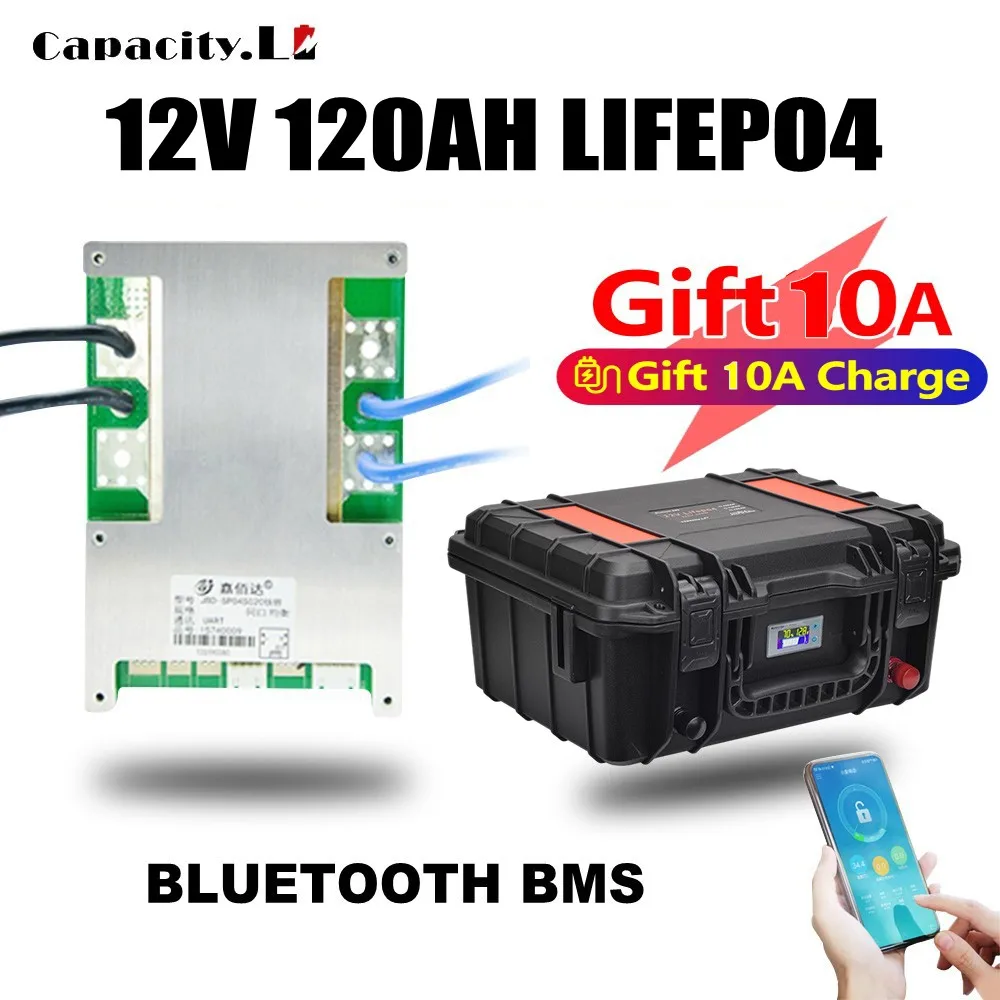 Akumulator 12v 120ah Lifepo4 100ah zewnętrzna bateria litowa RV 12V silnik Bluetooth PD power bank magazynowania energii