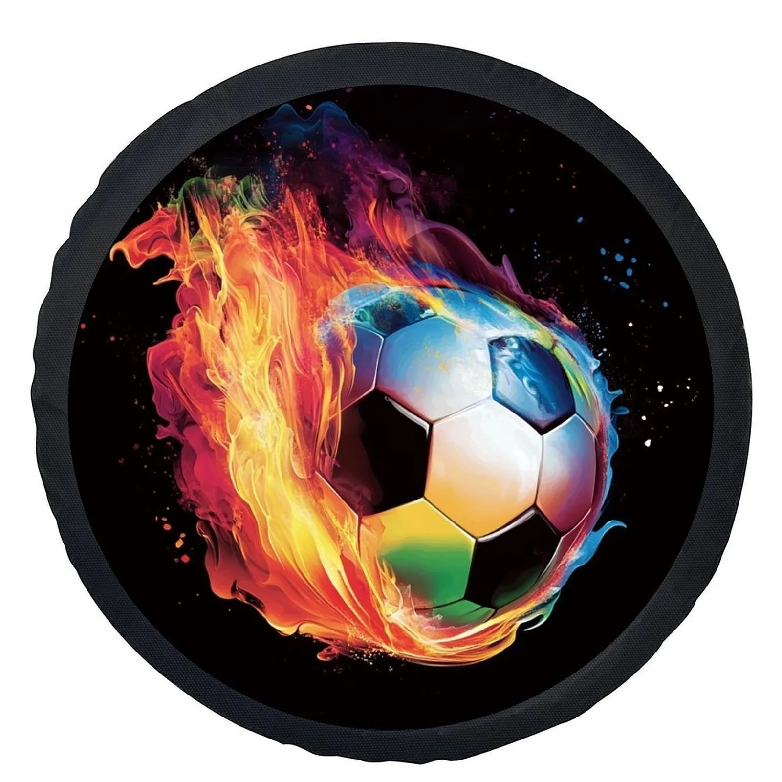 

Flaming Soccer Ball Tire Cover Universal Wheel Protector Durable Spare Wheel Cover