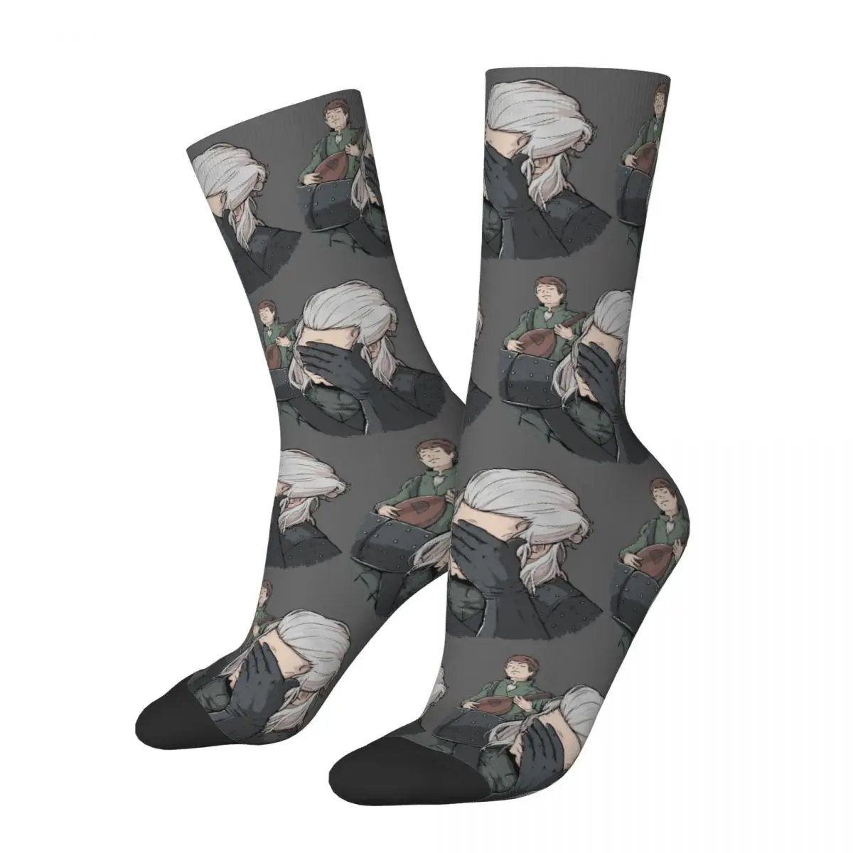 

Geralt Face Palm Socks Harajuku Sweat Absorbing Stockings All Season Long Socks Accessories for Unisex Gifts