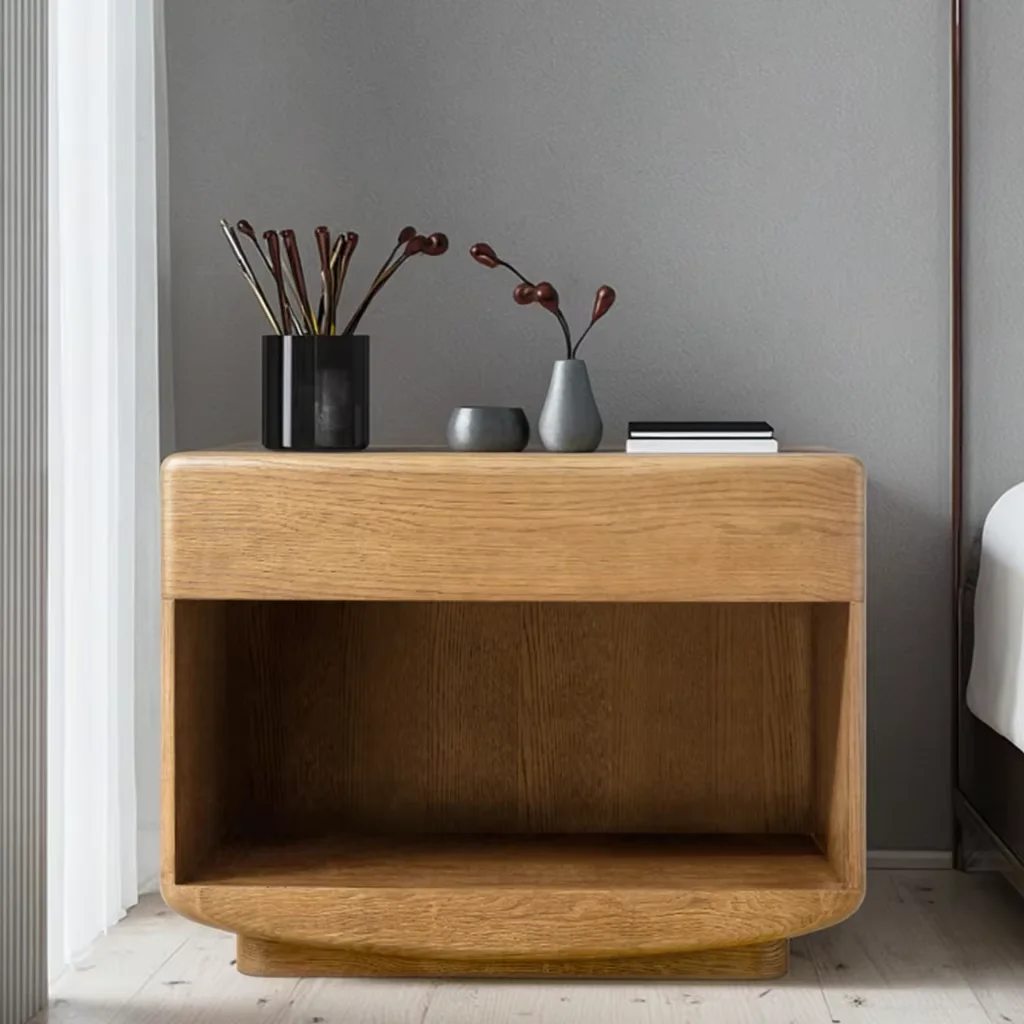 # Handcrafted Wooden Furniture Luxury Modern Bedroom Oak Solid Wood Open Nightstands