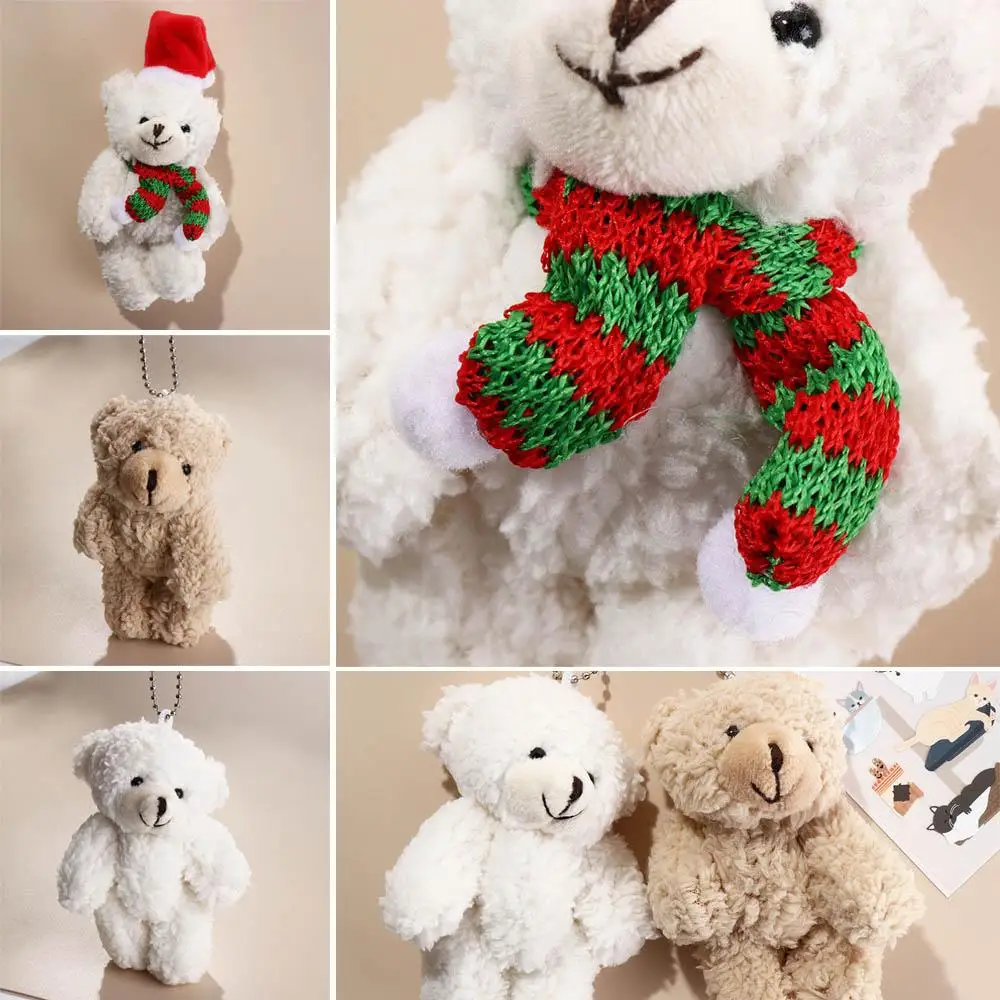 Bear Scarf Flower Christmas Plush Bear Plush PP Cotton Christmas Bear Doll Cute Cartoon Christmas Bear Plush Pendant Couple