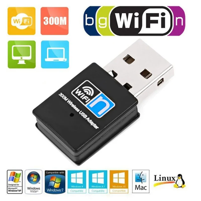 300Mbps Mini USB Wireless Wifi Adapter Wi fi Network LAN Card 802.11b/g/n Adaptor Network Card for PC Desktop Computer