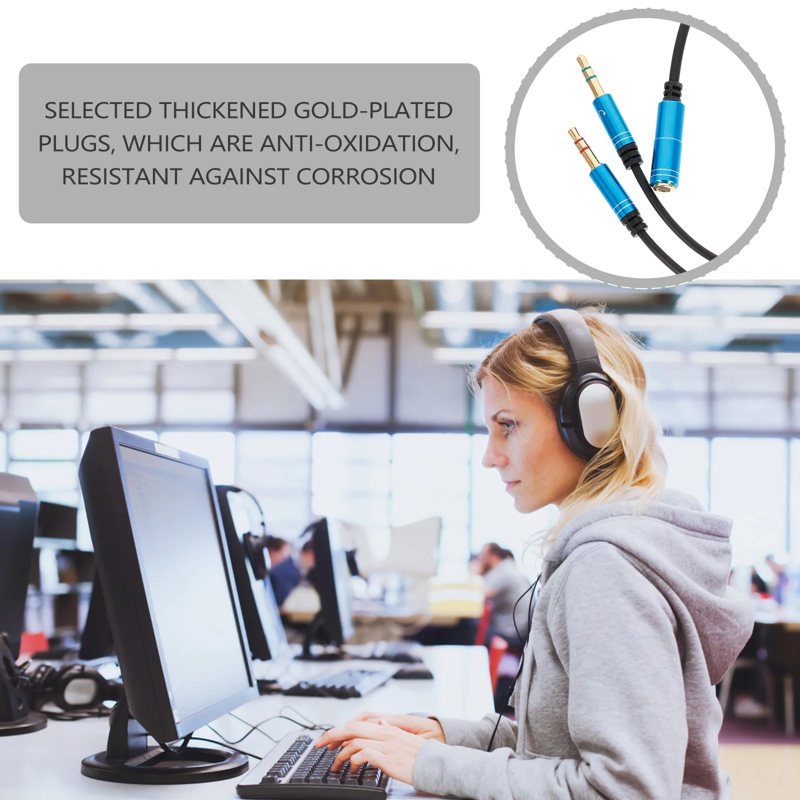 Audio Line Mic Cable Microphone Splitter Headphone for Computer Headset 2 1 Supply Abs Separate and Connector Accessory