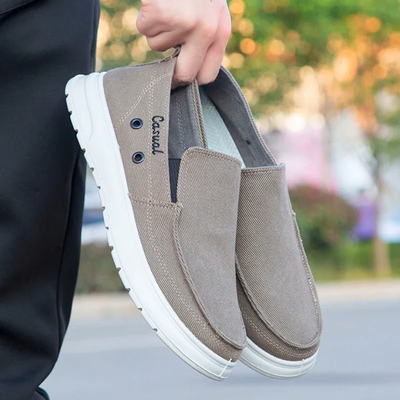 Men\'s Canvas Shoes Fashion Slip on Flat Casual Sneakers Male Light Soft Sole Large Size Footwear Zapatillas Hombre 2023