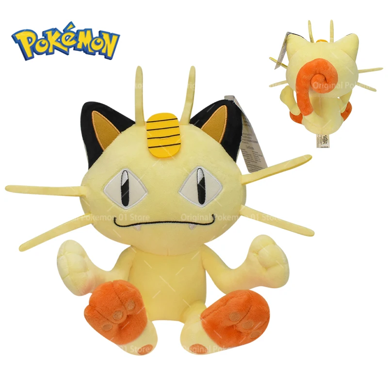 Kawaii Meowth Original Pokemon Stuffed Toy Doll Cartoon Lucky Cat Soft Stuffed Animals Plush Kid Birthday Gifts