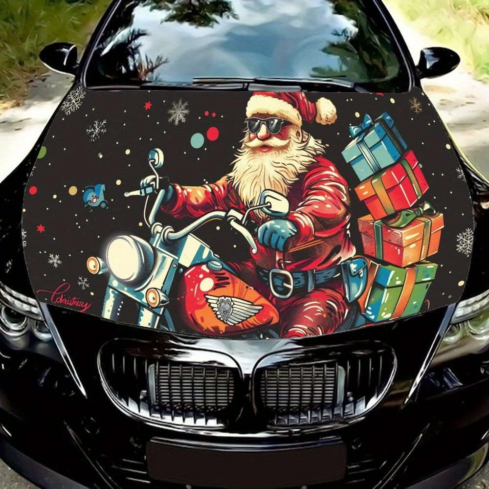 

Rebel - Rider Santa Pattern Car hood stickers, waterproof self-adhesive car vinyl stickers, car decoration protection stickers,
