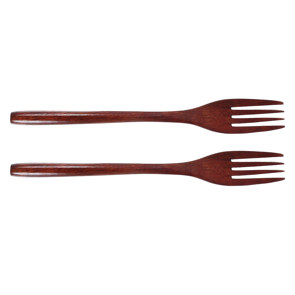 

2pcs Fork Forks Wooden Comfortable Grip Versatile Kitchen Fruit Dessert Pasta Serving Appetizer Forks Mixing Dinner