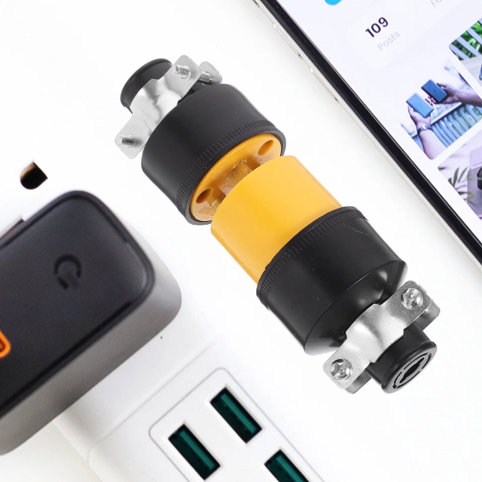 

1 set 1 Set 3-Pin Grounding Replacement Connectors Extension Cord Ends Male Female Electrical Plug Repair Kit For High-Power