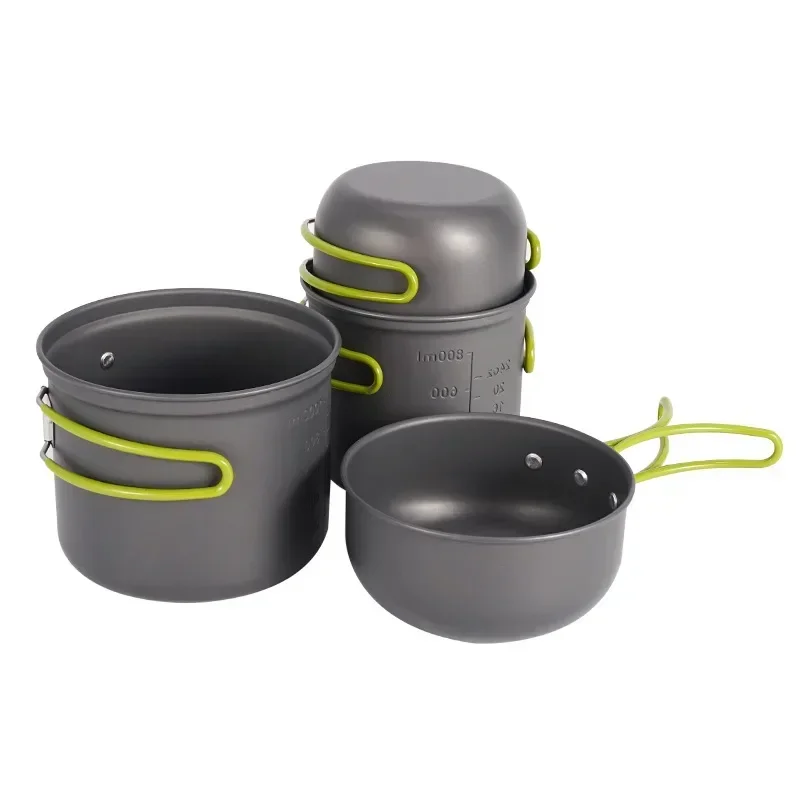 

2024 1Set Outdoor Folding Hiking Camping Backpacking Cooking Picnic Non-Stick Aluminum Cookware Set Pot Bowl