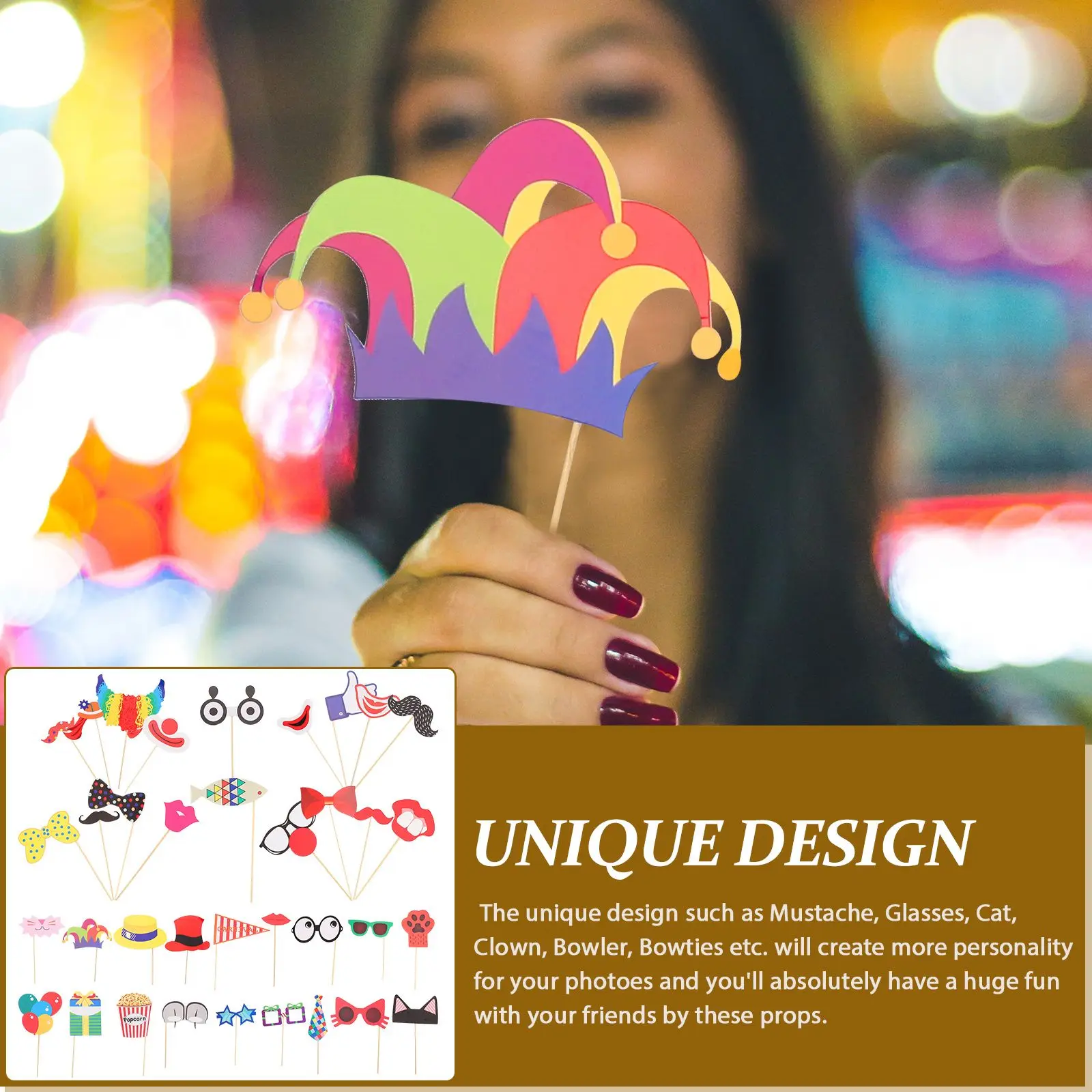 

36pcs Photo Props Thick Cardboard Vibrant Colors Reusable Wedding Birthday Party Circus Theme Joyful Decorations