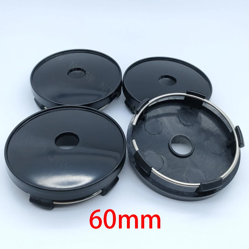 4Pcs/Set 60mm ABS Car Wheel Hub Center Cap Cover Black Silver Universal Vehicle Rims Dust- proof Cover Hubcaps Hub Center Cover