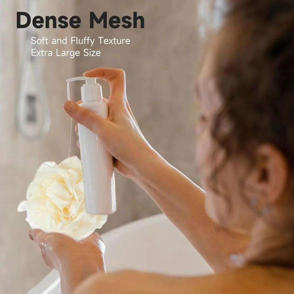 إسفنجة استحمام لوفاه 50 جرام، إسفنجة استحمام للاستحمام، كرة وسادة شبكية مقشرة، 4 ألوان، منظف للجسم، منظف خلفي