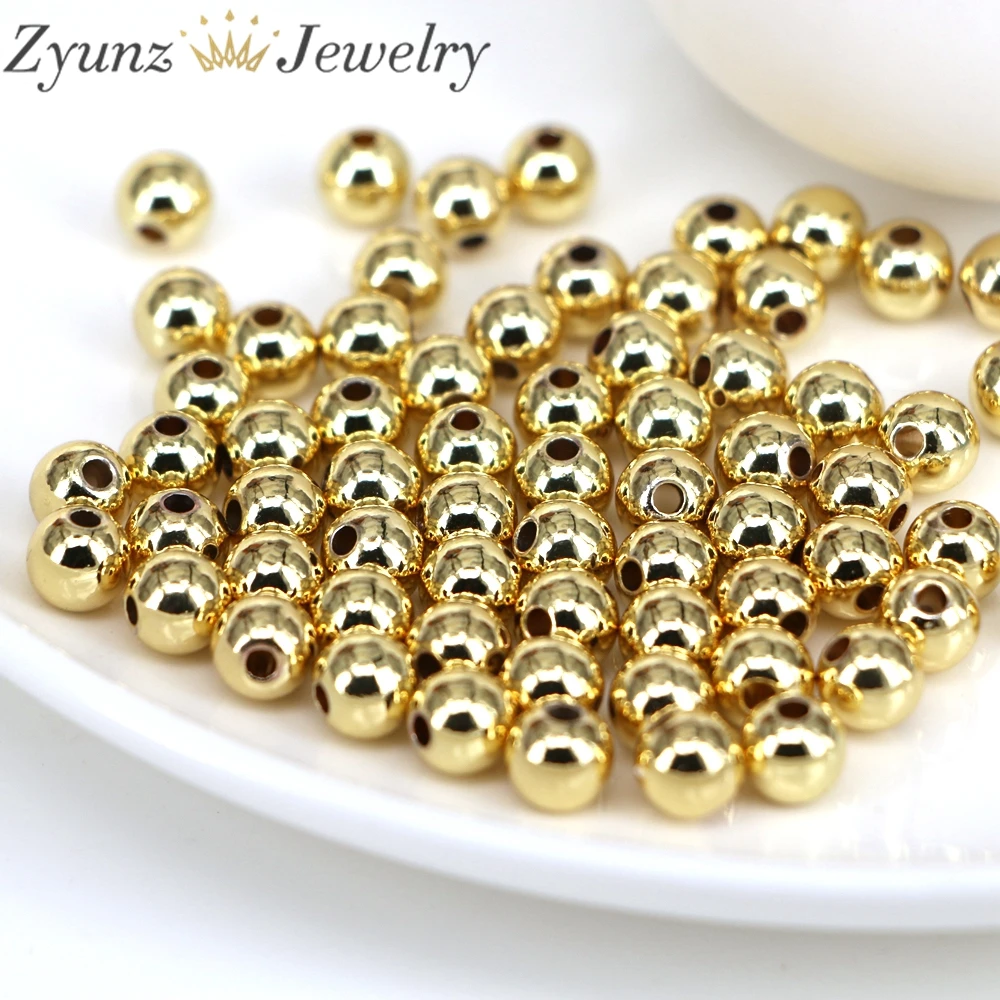 

500pcs, 5MM 6MM 8MM Gold Color Round Ball Spacer Loose Copper Beads Accessories For Jewelry Making DIY Wholesale