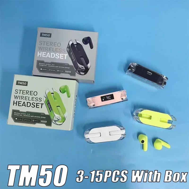 TM50 Mini Headphones Bluetooth Earphones Gaming Earbuds Wireless Headset Stereo Display 2024 New TWS Suit Bluetooth Watch Phone