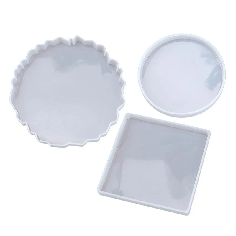 

652F 3Shapes Handmade Round Square Resin Mold Mat Tray Epoxy Resin Silicone Casting Molds Art Craft Tool
