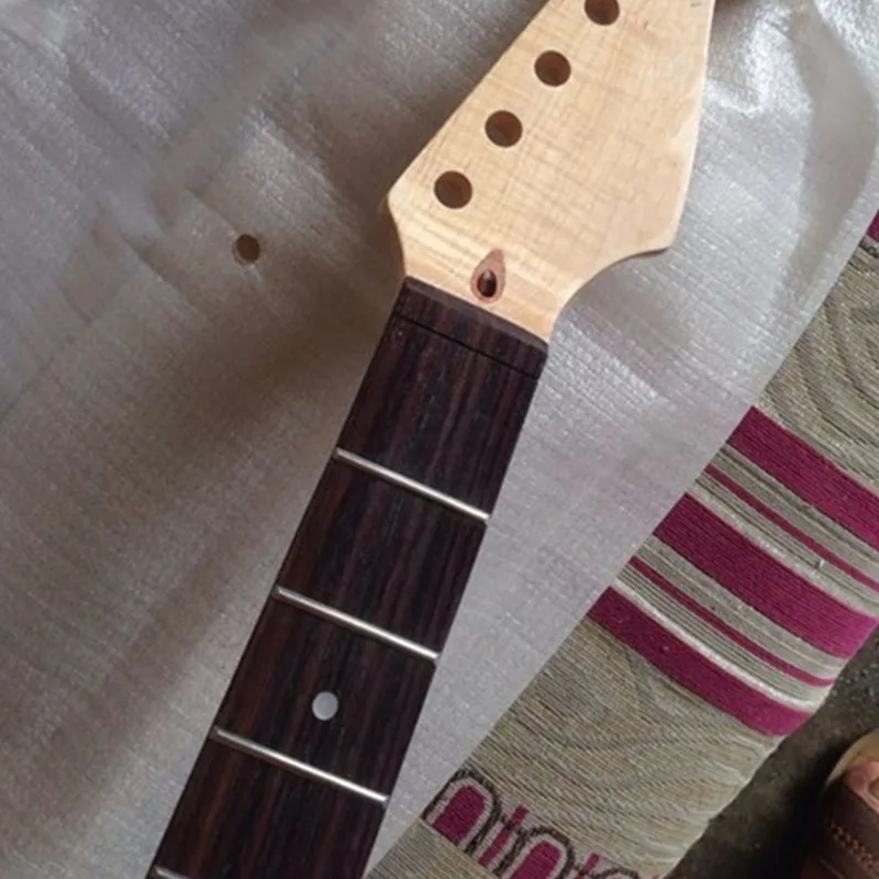 Disado 22 Frets Tiger Flame Maple Wood Color Electric Guitar Neck Rosewood Fingerboard Guitar Accessories Parts