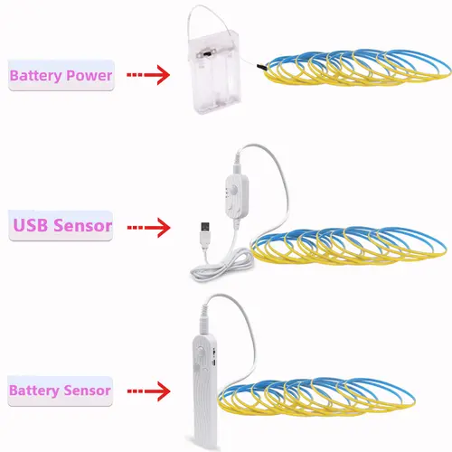 5V 3mm 5mm 8mm COB LED Strip Lights USB Motion Sensor Battery Powered 320LEDs/M Flexible Tape Cabinet Kitchen Night Light Decor - Image 4