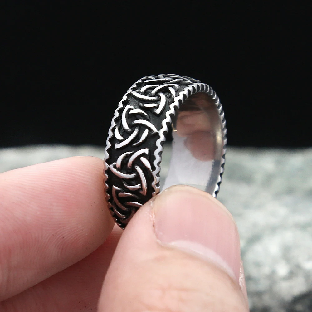 

Punk Vintage Viking Celtic Knot Rings For Men Women Stainless Steel Nordic Ring Biker Fashion Amulet Jewelry Gifts Dropshipping