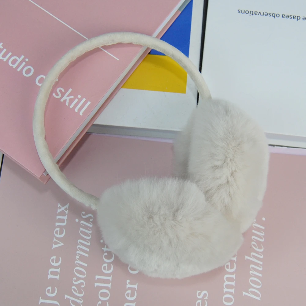 Winter Outdoor Windproof Women Real Rex Rabbit Fur Earmuffs Rex Rabbit Fur Earmuff Lovely Girl Genuine Rex Rabbit Fur Ear-caps