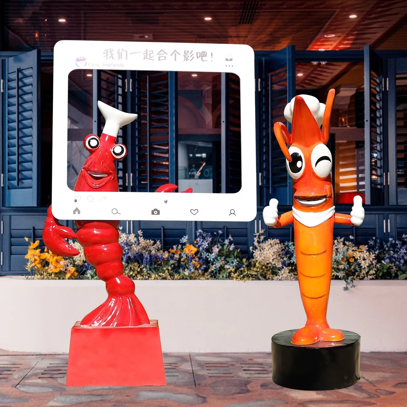 ※a Glass Fiber Reinforced Plastic Creative Cartoon Crayfish Sculpture
