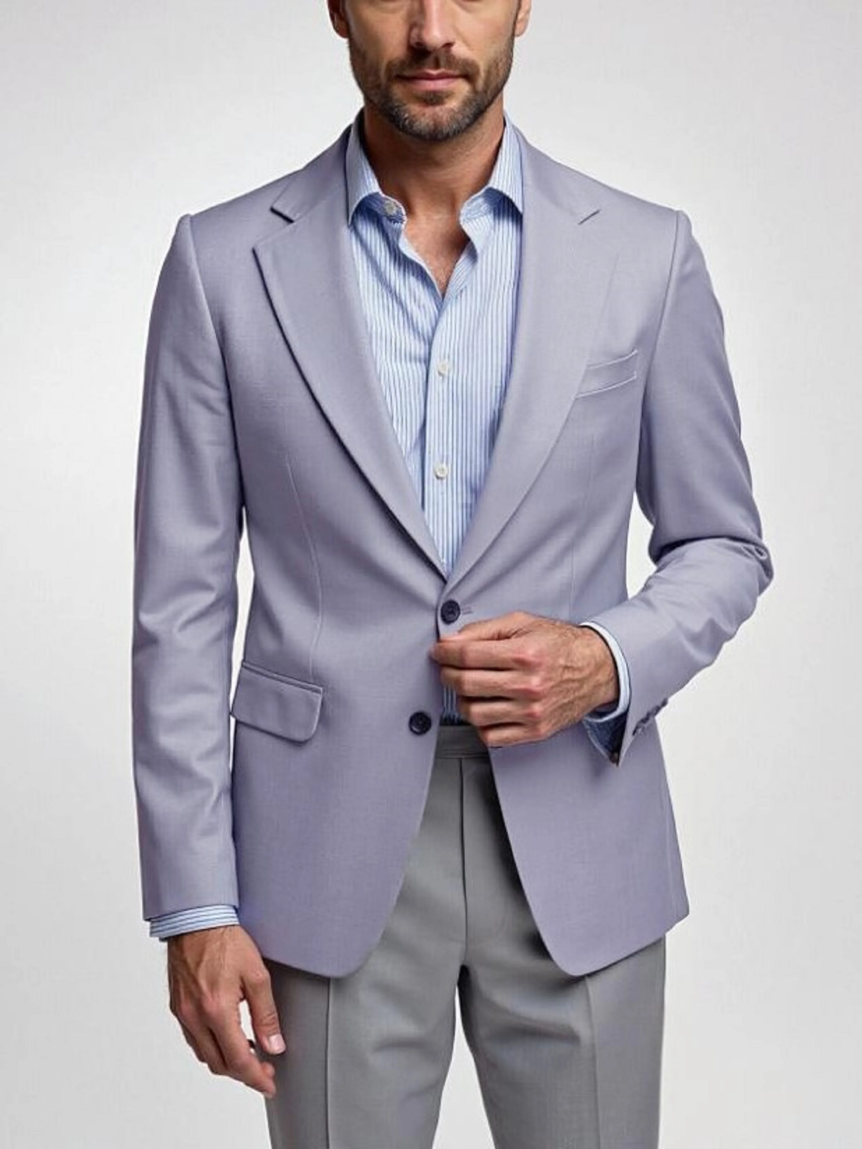 

Элегантный мужской пиджак на весну и осень, стильный серый пиджак с лацканами, подходящий для мужского делового наряда