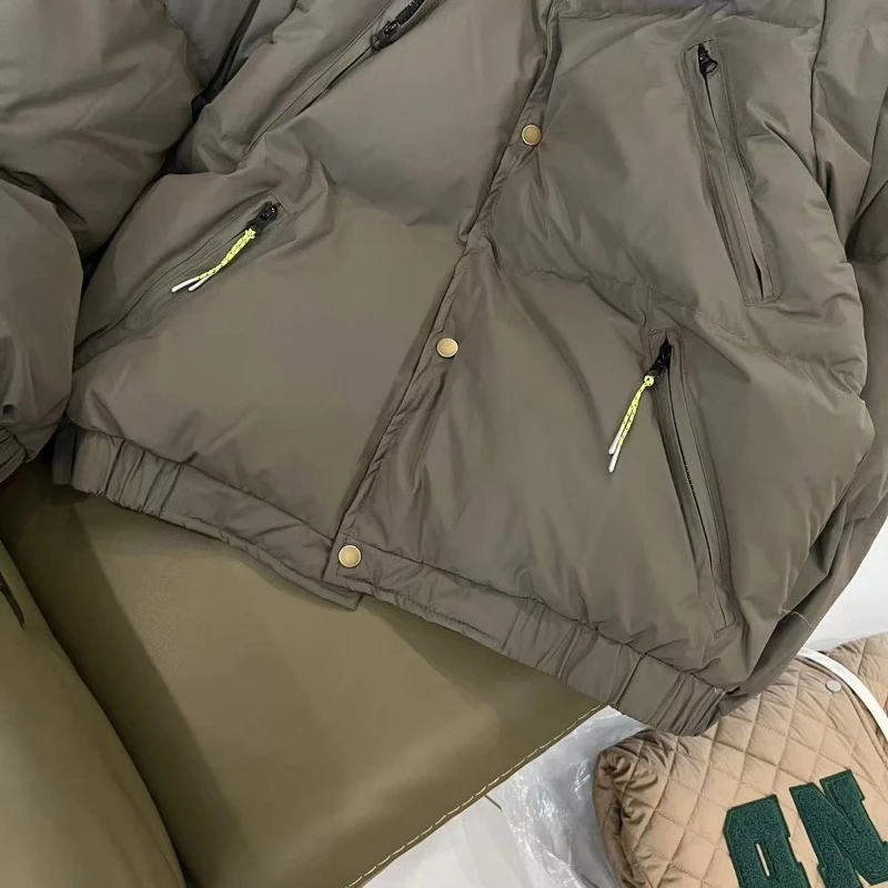 ​Warm Quilted Coat with Zipper Closure Urban Japanese City Boy Winter Jacket for Men Women Multi Pocket Design​