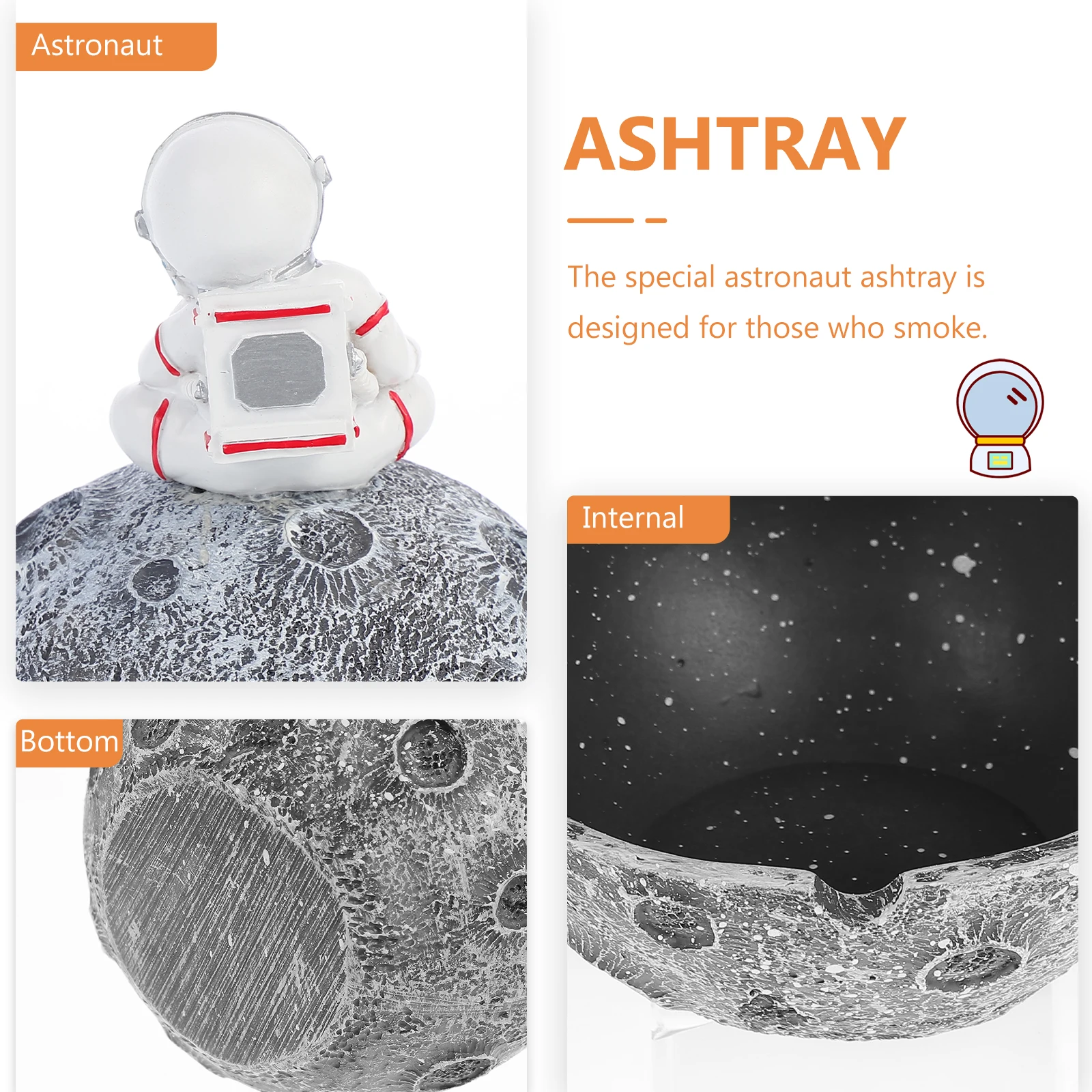 

Astronaut Ashtray Decorations Cigar Container Grey Resin Cigarette Holder Ornament