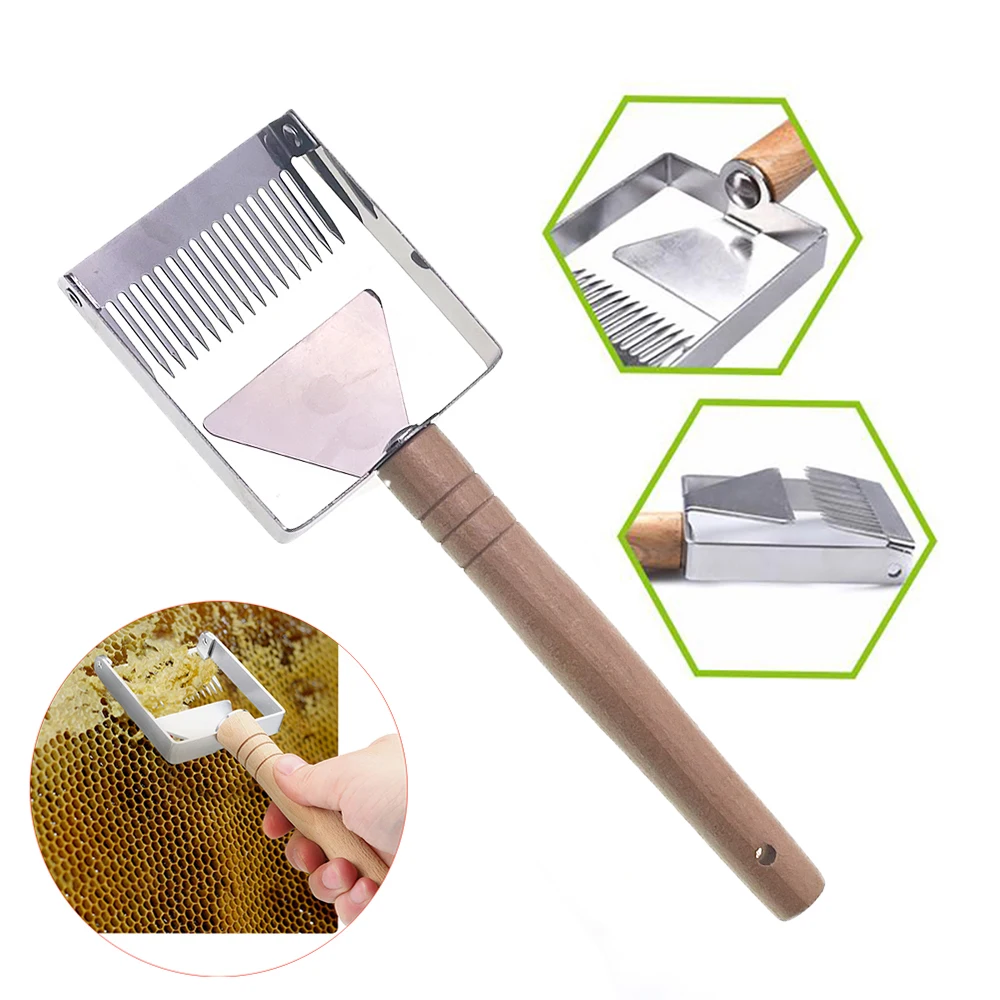 Honey Harvesting Dual Function Wooden Handle Uncapping Plane Peeler Scratcher Slider Honey Frame Straight Needle Apiarists Tools