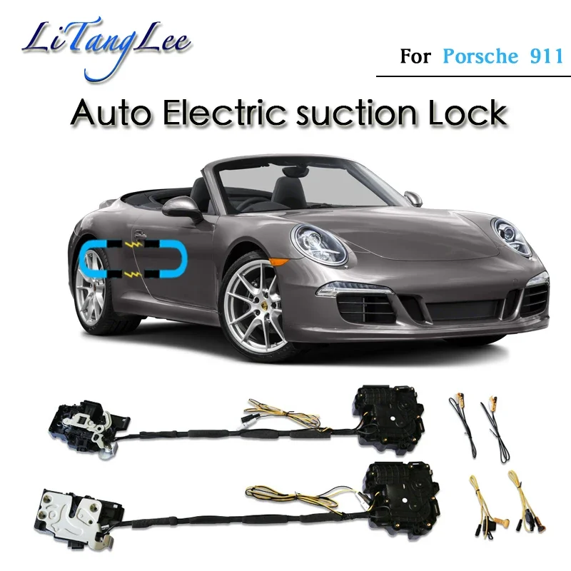 For Porsche 911 2012~2016 Car Soft Close Door Latch Pass Lock Actuator Auto Electric Absorption Suction Silence Closer