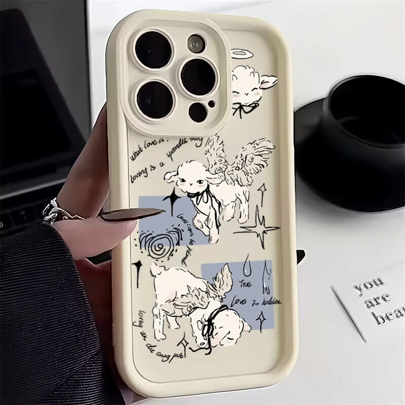 Coque de téléphone luxueuse et mignonne en forme d'agneau ange pour OnePlus 15 13 13T 12 12R 11 11R 10R 8T Nord CE Ace Lite 4G 5G, coque arrière en silicone souple