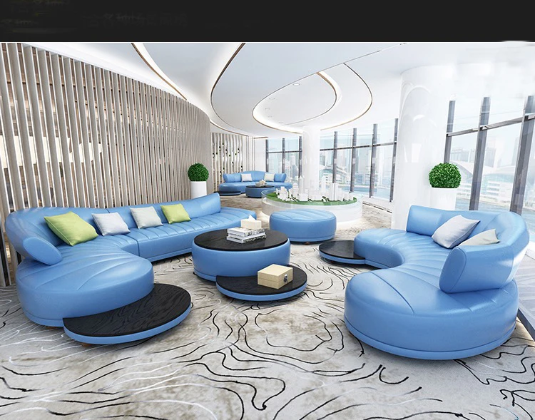 Lazy Curve Shaped Furniture Set Modern Leather Living Room Sofa
