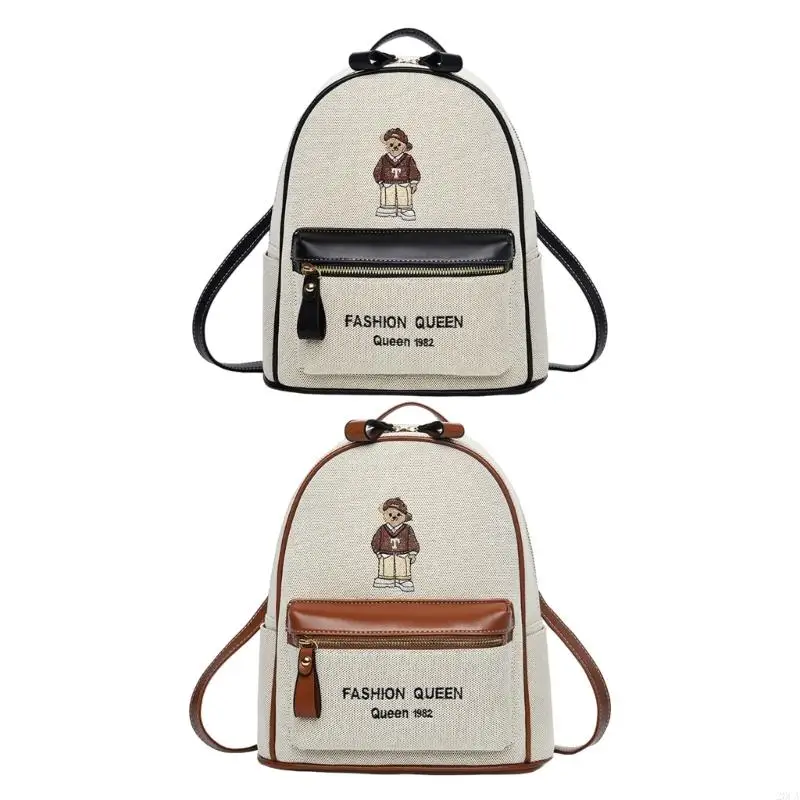 

Ergonomic Cartoon Backpacks Scratch Resistant PU Fabric Spacious Storage Embroidery Bear School Bag for Campus 20CA