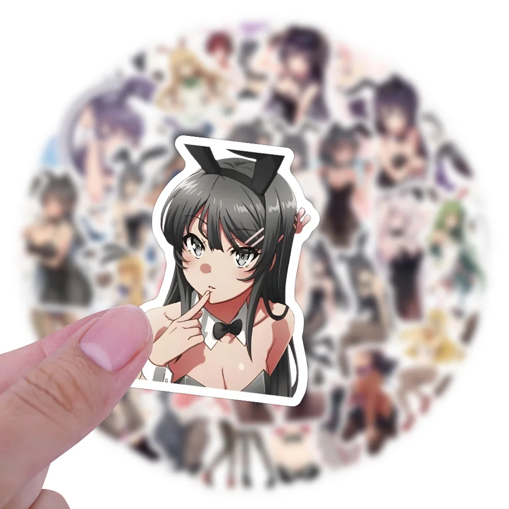 10/30/60PCS Sexy Bunny Girl Anime Stickers Cartoon Rabbit Decals Stationery Ipad Phone Case DIY Sticker Journal Scrapbooking