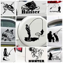 Carp Hunter Free Go shipping Fishing together Stickers For Cars Vinyl Auto Sticker Oil Tank Cover Car Styling Custom