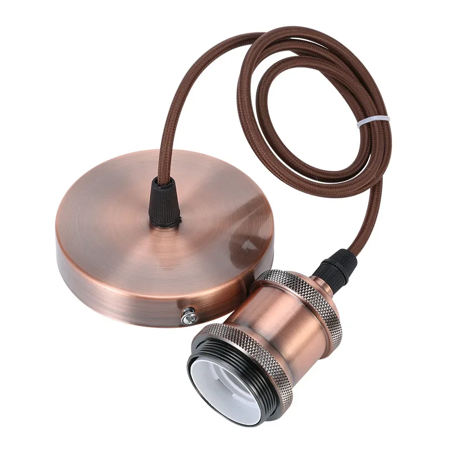 E27 ophangdraad lamphouderset Vintage koperen metalen lamphouder houder gegalvaniseerde aluminium schaal lamphouder