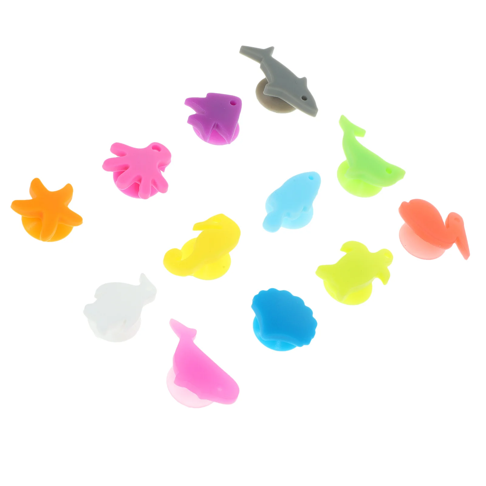 24 قطعة الحيوانات البحرية كأس للنبيذ علامات شفط كأس شرب معرفات صديقة للبيئة الغذاء الصف سيليكون حفلة كوكتيل بار Ktv