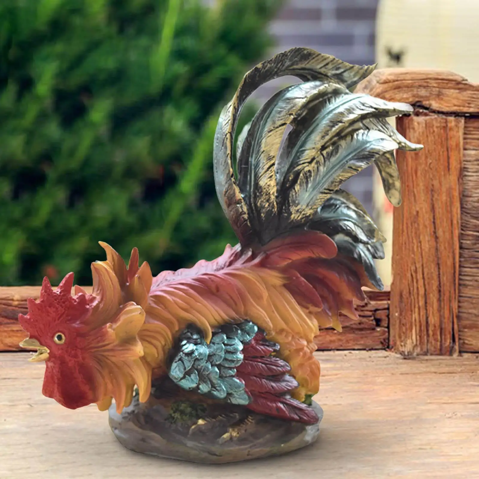 

Rooster Figurine Animal Statue Creative Chicken Funny Resin Sculpture Garden Decor for Outdoor Balcony Home Courtyard Outside