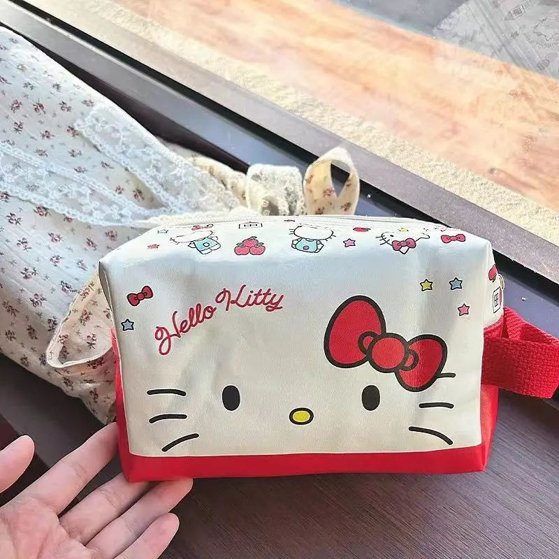 

New Kawaii Anime Hello Kitty Student Pencil Bag High Beauty Cartoon Large Capacity Stationery Portable Storage Bag Makeup Bag