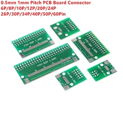 2PCS FPC FFC PCB Board Connector 0.5mm 1mm Pitch Double Side Adapter Socket Plate DIY KIT 6 8 10 12 20 40 50 60Pin To DIP 2.54mm